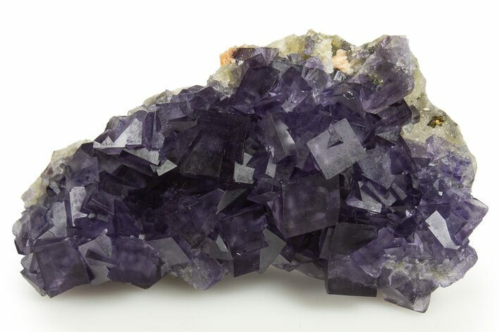 Pristine Purple Fluorite Crystals on Druzy Quartz - China #322808